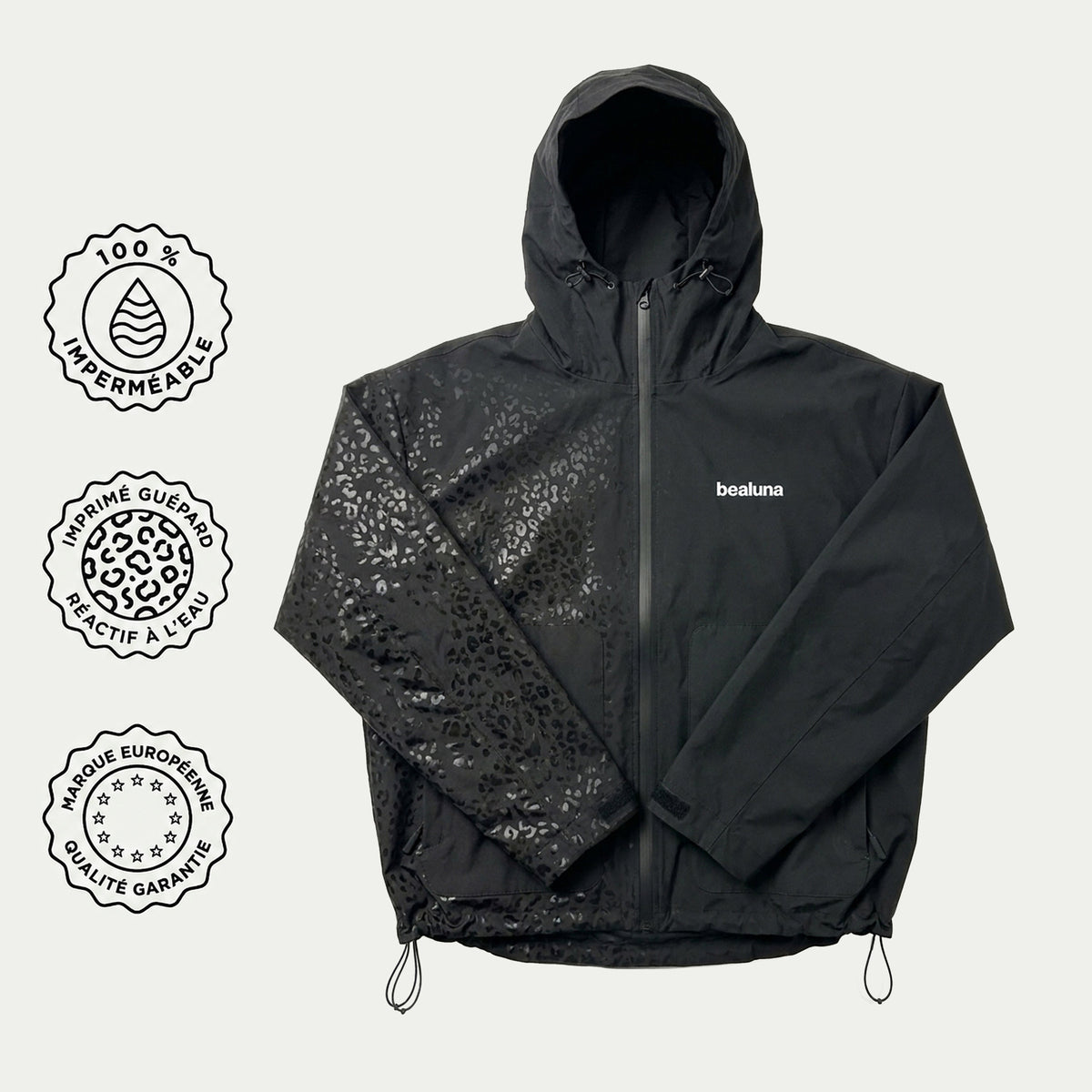 100 % imperméable, imprimé réactif à l’eau