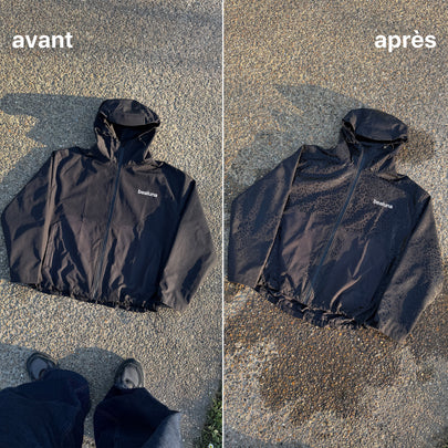 Avant et après : veste sèche et veste mouillée