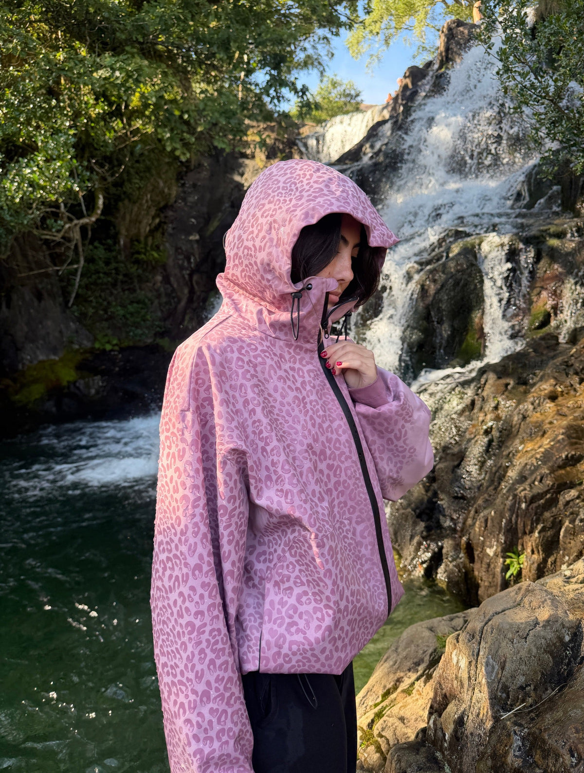 Veste de pluie guépard réactive à l'eau - Rose