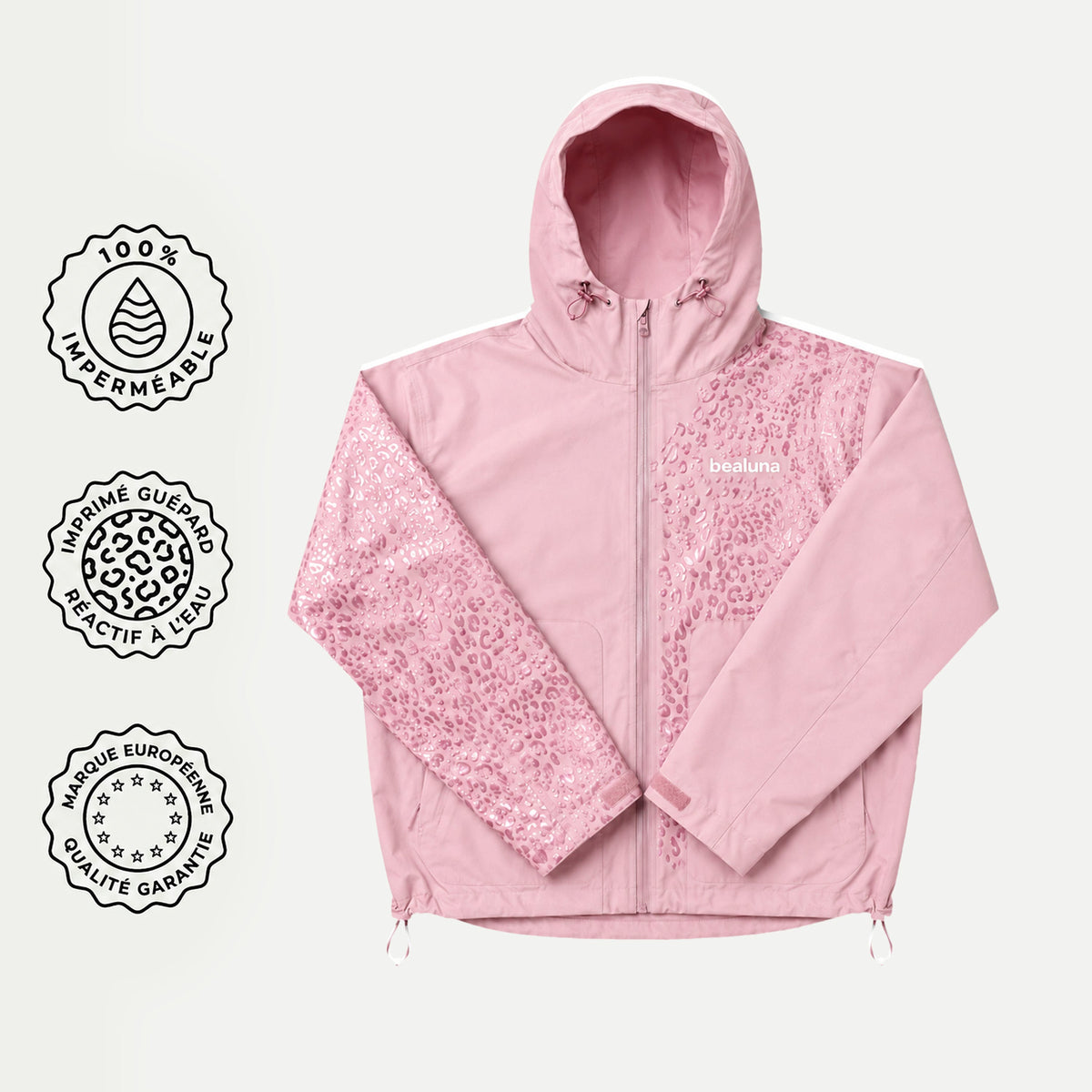 Veste de pluie guépard réactive à l'eau - Rose