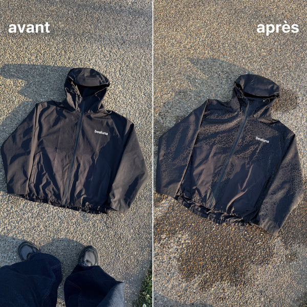 Veste de pluie guépard réactive à l'eau - Noir