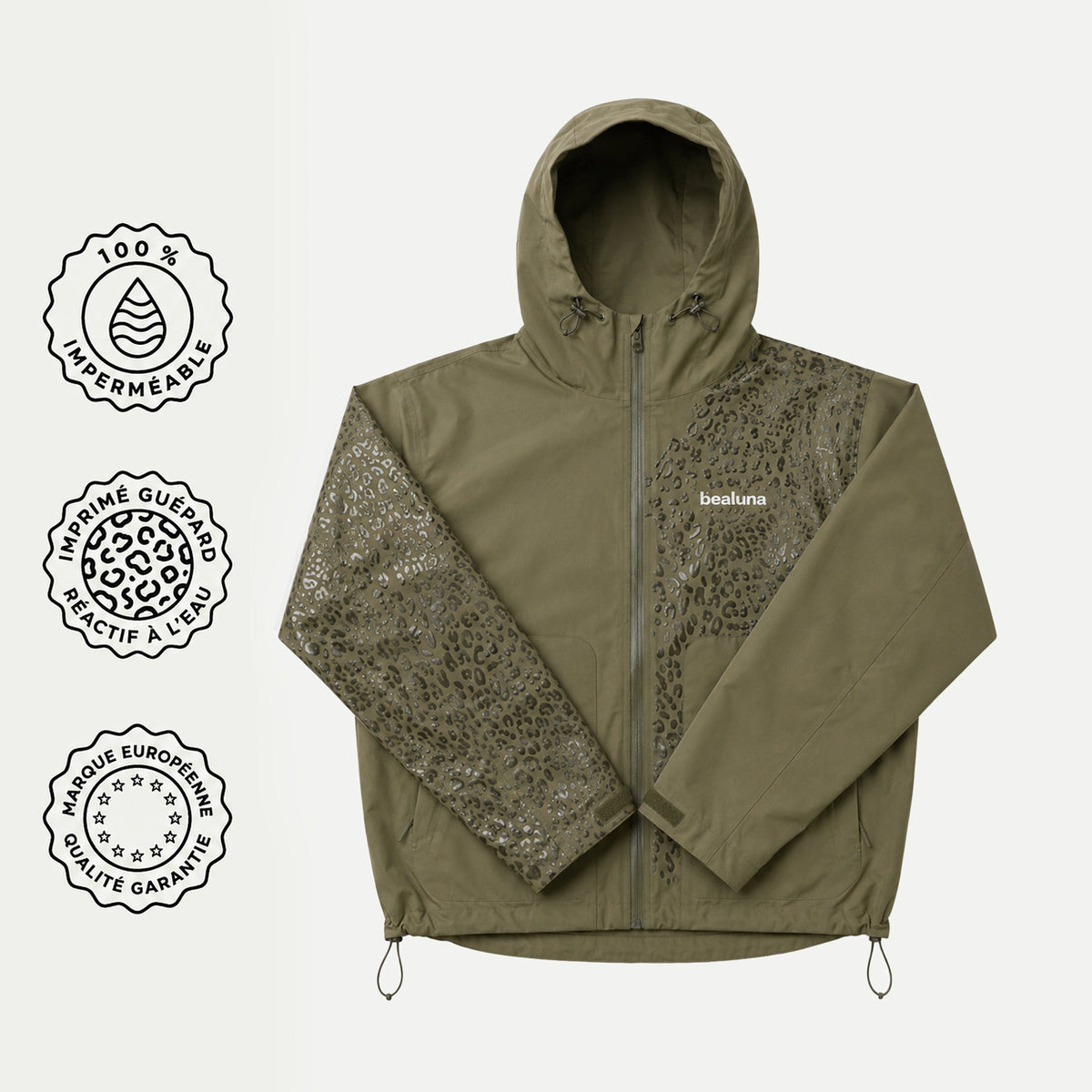 Veste de pluie guépard réactive à l'eau - Vert